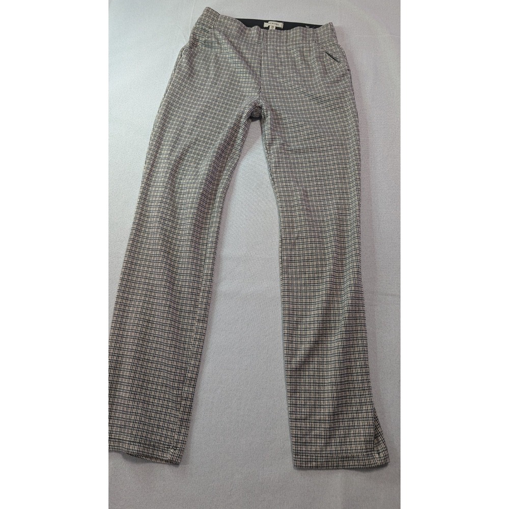 Max Studio Pants Women XS Gray Excellent Plaid Pull On Stretch Trousers 1707Q04
